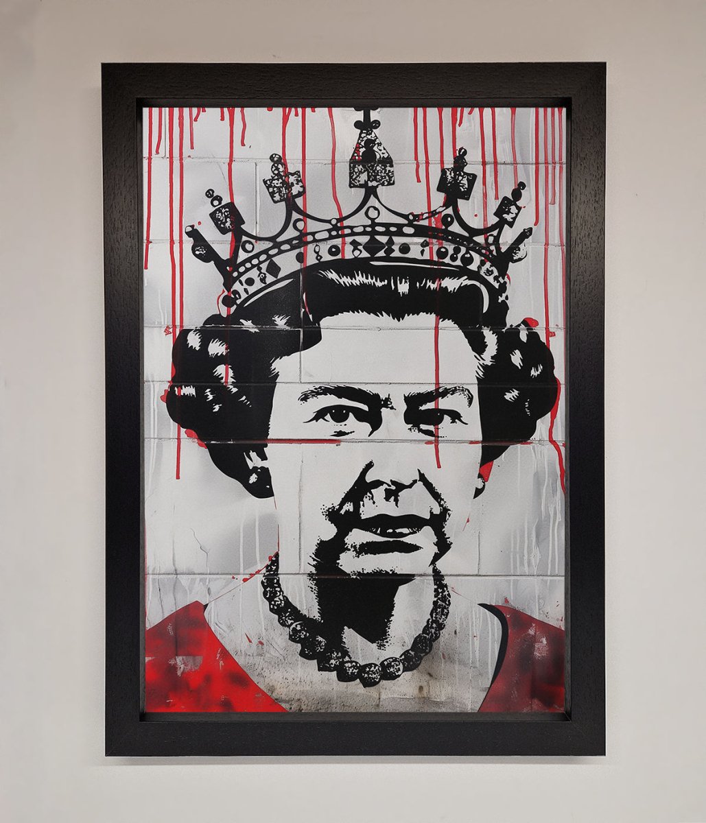 Queen Elizabeth Graffiti Red Blood Framed Poster - Zestio