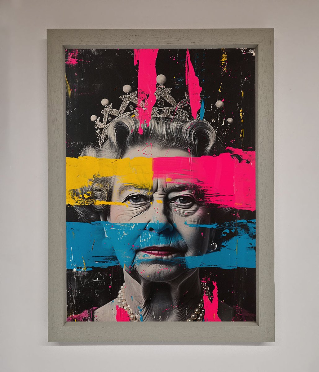 Queen Elizabeth Paint Splatter Framed Wall Art - Zestio