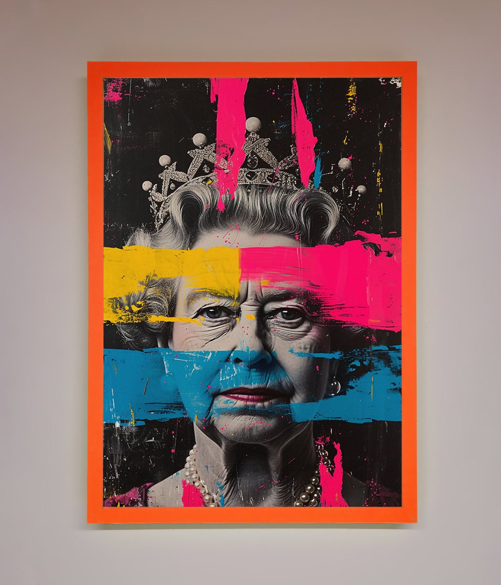 Queen Elizabeth Paint Splatter Framed Wall Art - Zestio