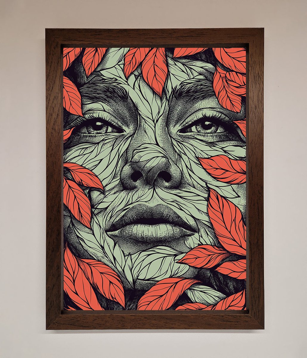 Red Leaves Face Framed Print - Zestio