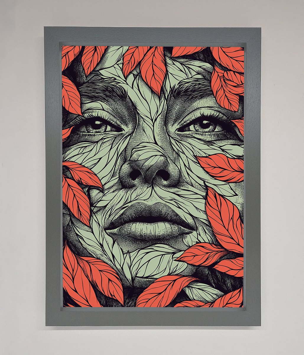 Red Leaves Face Framed Print - Zestio