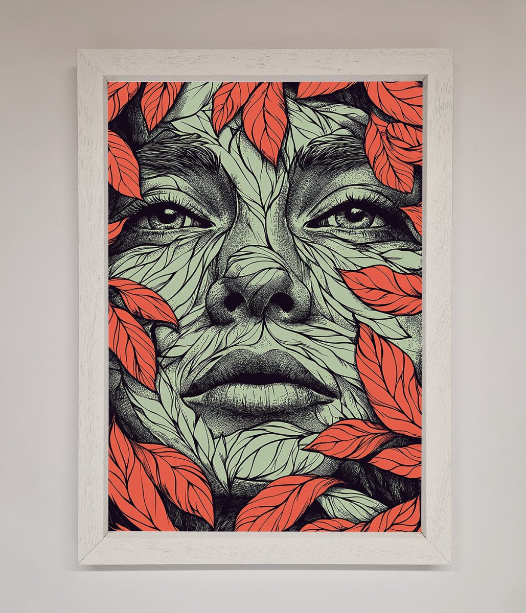 Red Leaves Face Framed Print - Zestio