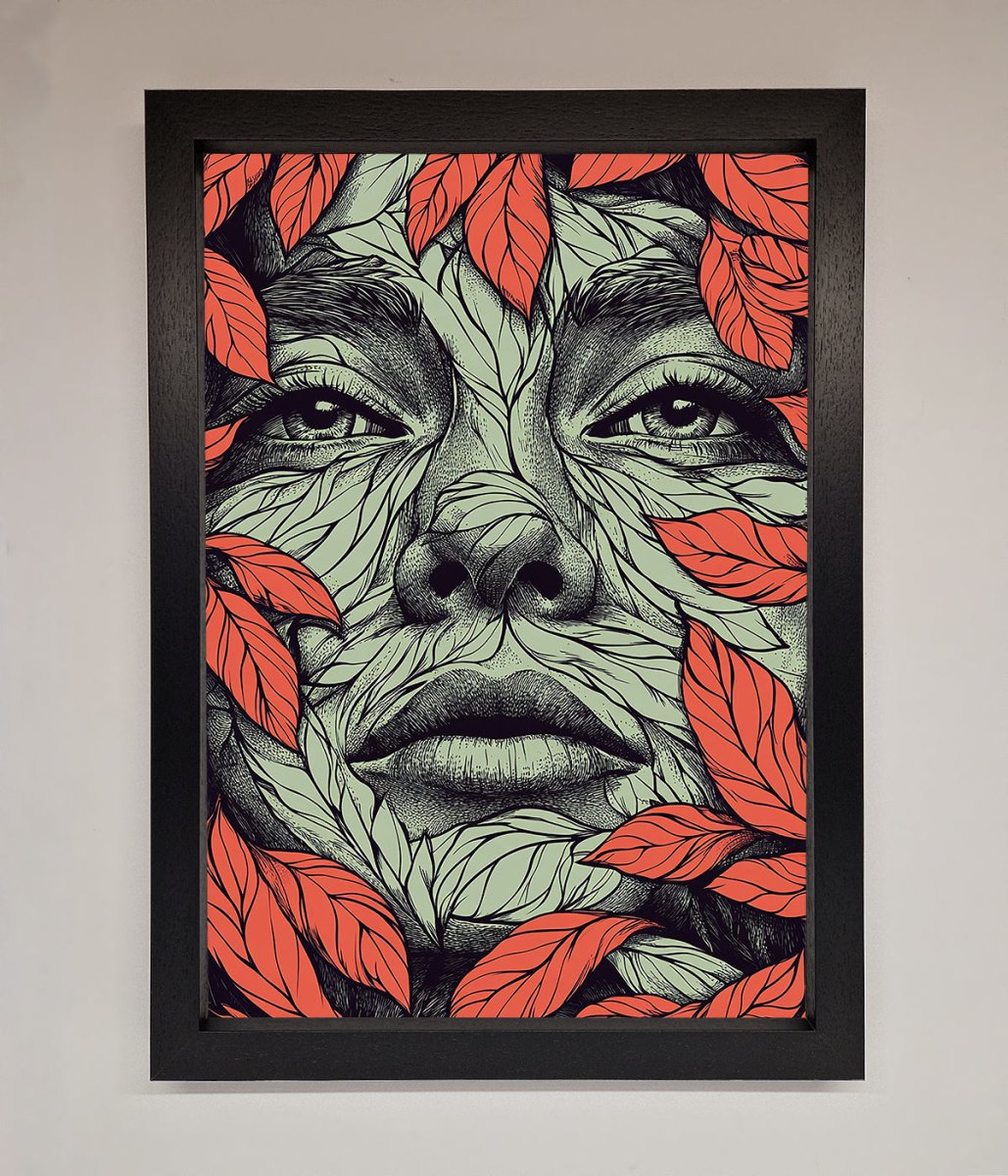 Red Leaves Face Framed Print - Zestio
