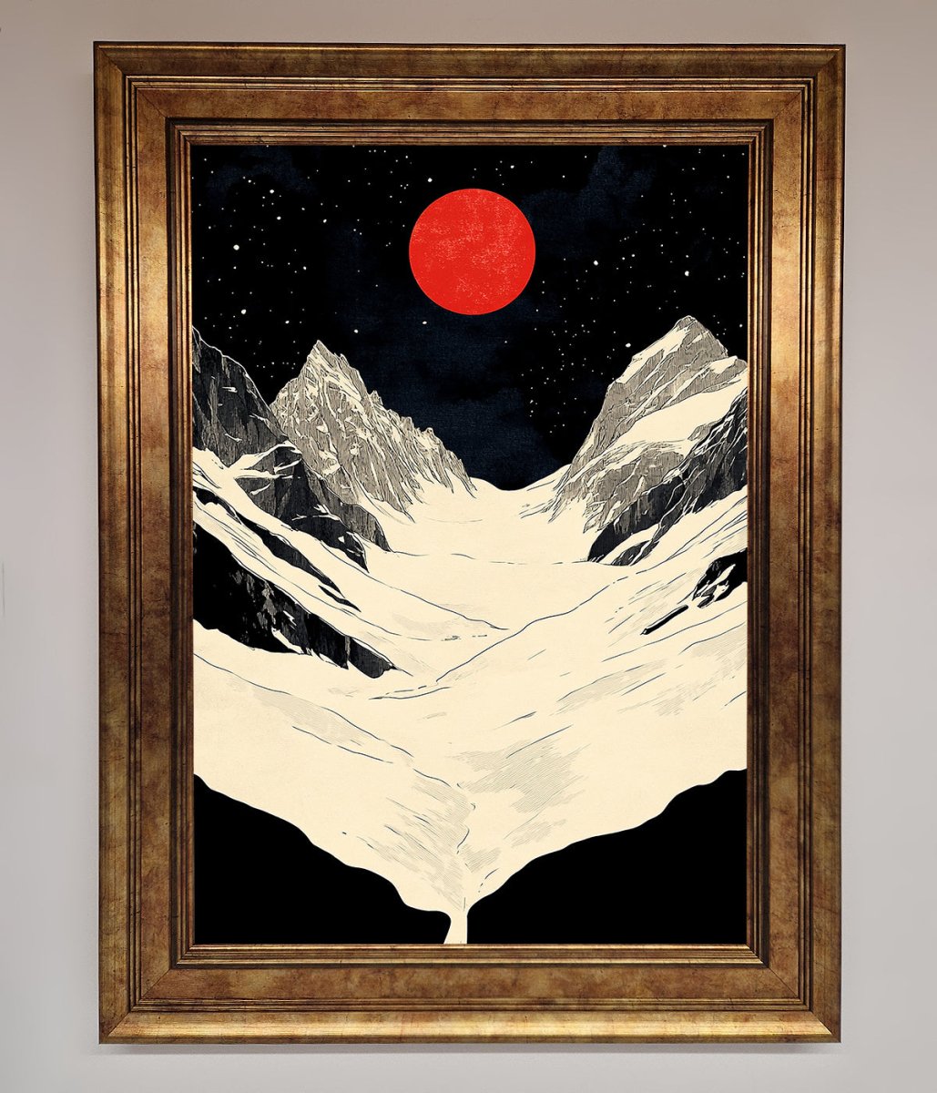 Red Moon On The Planet Framed Poster - Zestio