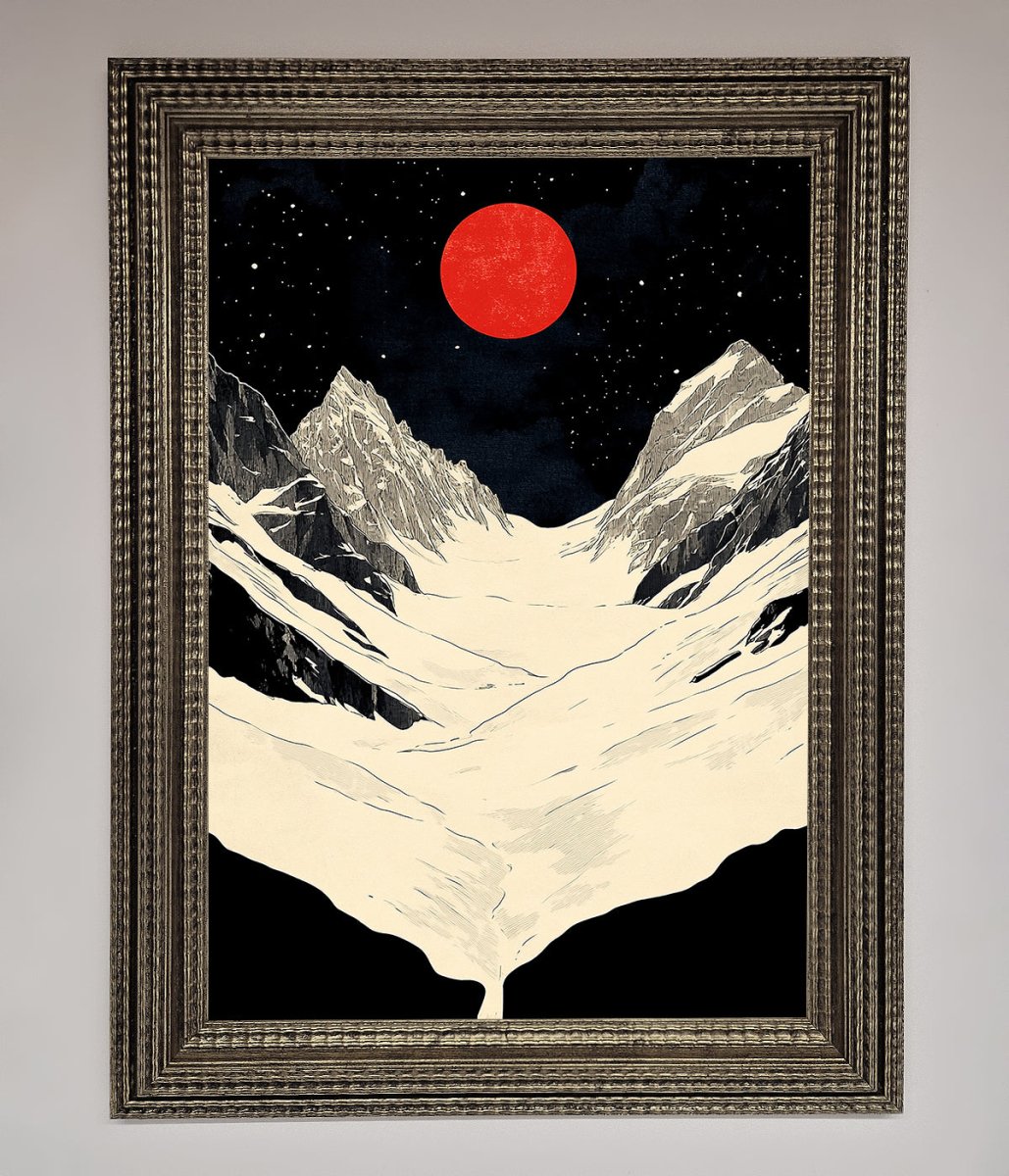 Red Moon On The Planet Framed Poster - Zestio