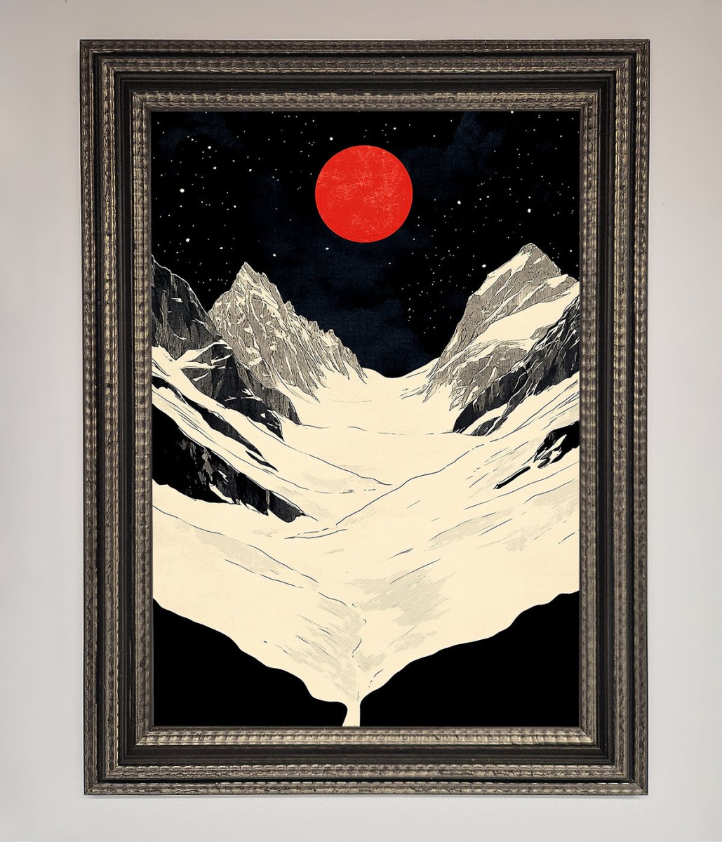 Red Moon On The Planet Framed Poster - Zestio