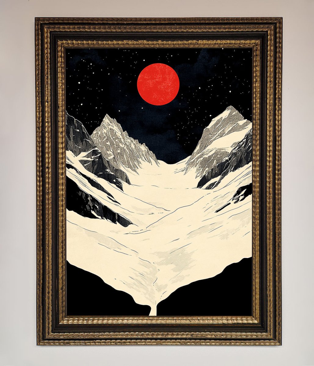 Red Moon On The Planet Framed Poster - Zestio