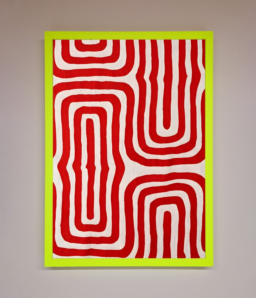 Red Waves Abstract Art Framed Poster - Zestio