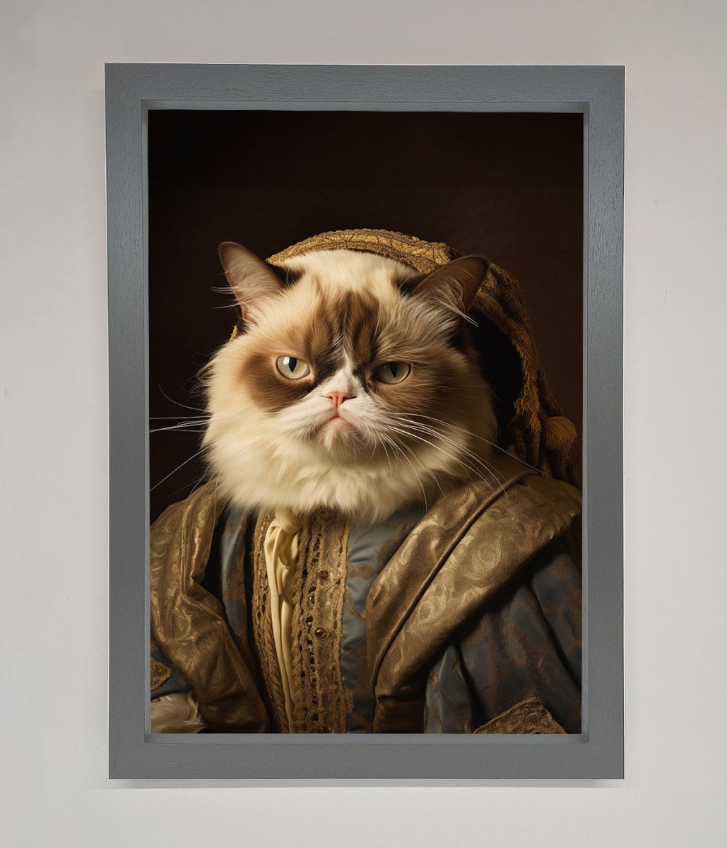 Renaissance Grumpy Cat Framed Print - Zestio