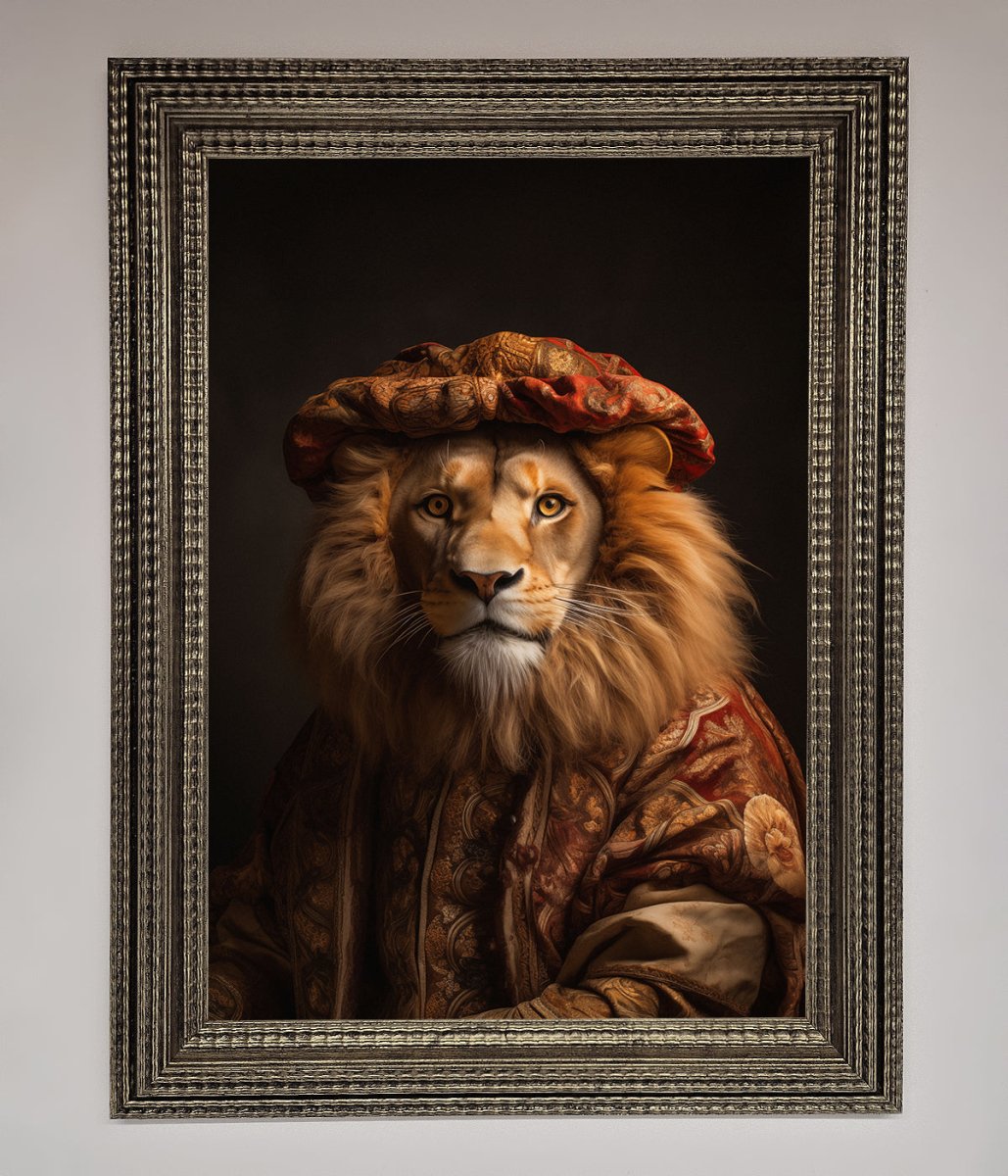 Renaissance Lion Framed Wall Art - Zestio