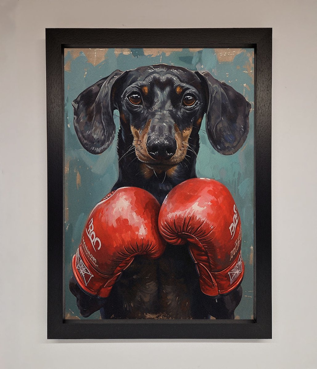 Sausage Dog Boxing Framed Print - Zestio
