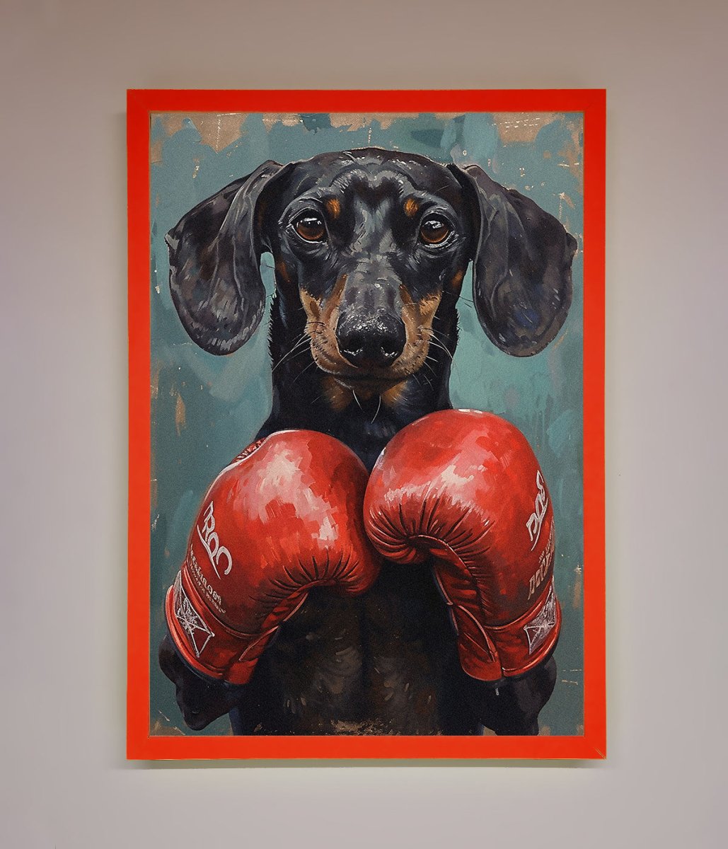 Sausage Dog Boxing Framed Print - Zestio