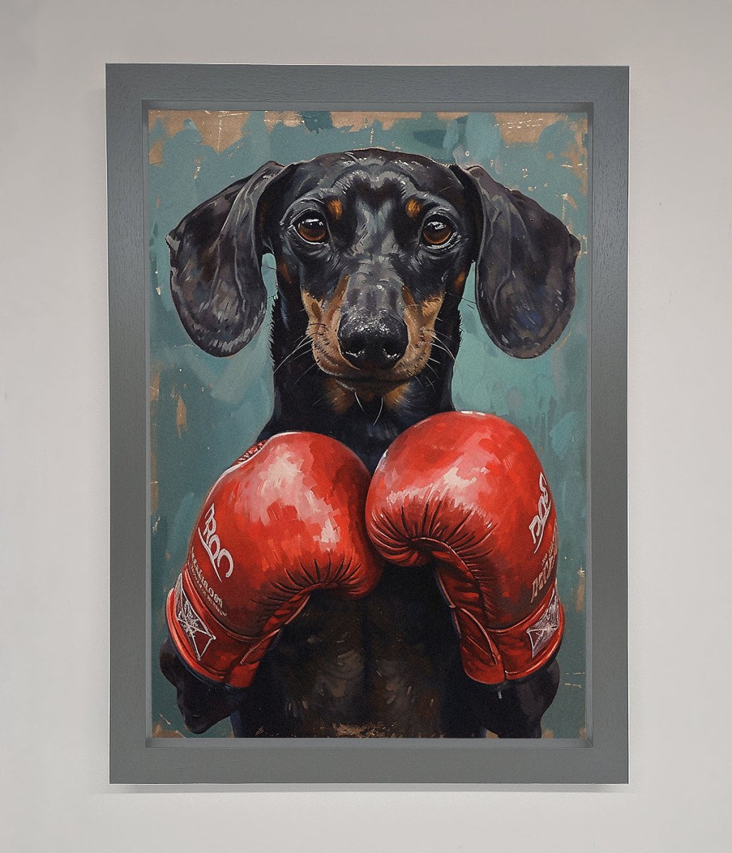 Sausage Dog Boxing Framed Print - Zestio