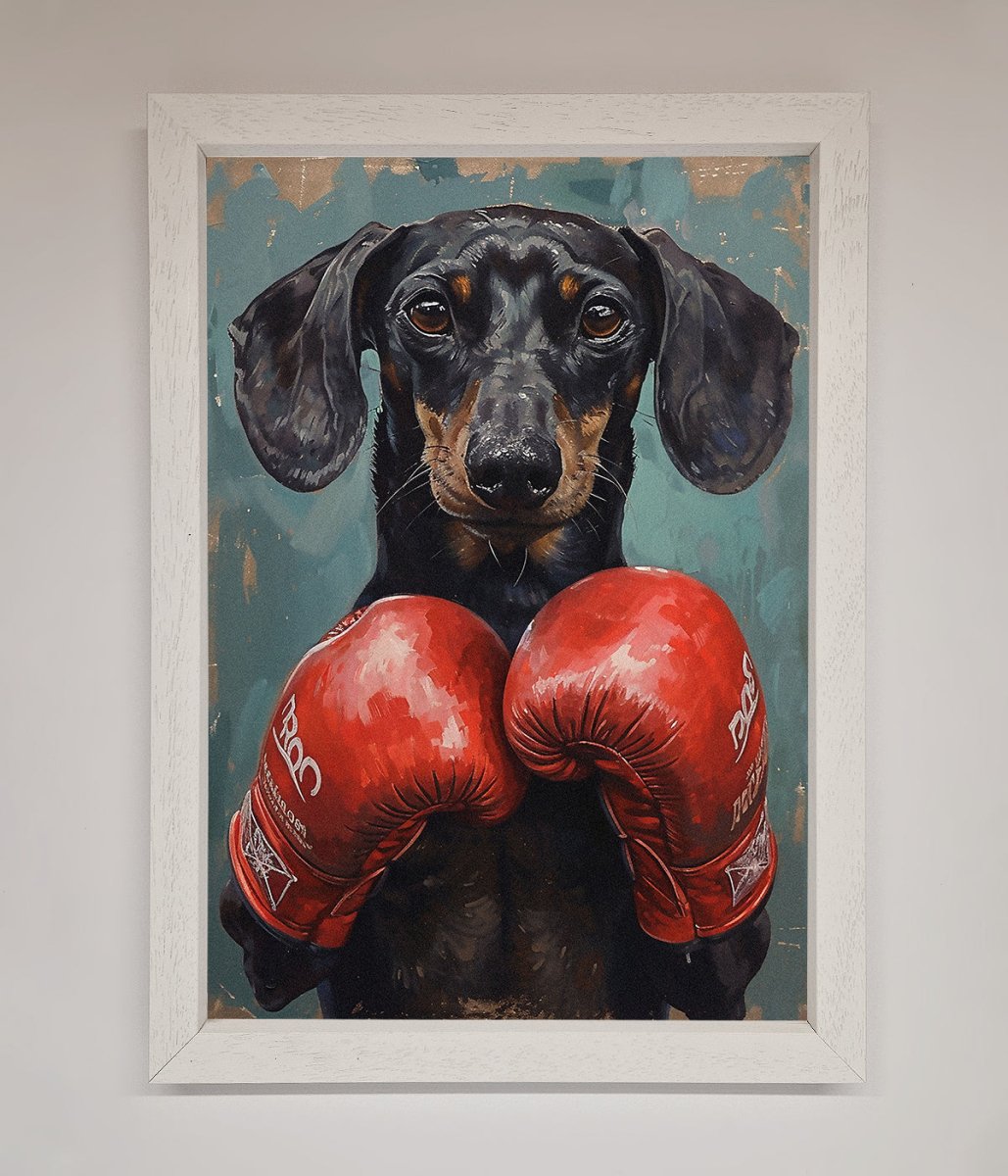 Sausage Dog Boxing Framed Print - Zestio