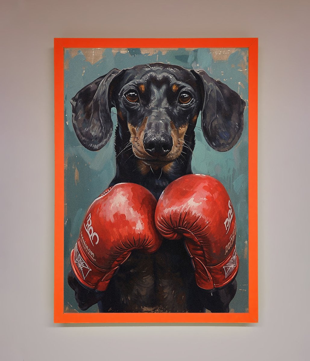 Sausage Dog Boxing Framed Print - Zestio