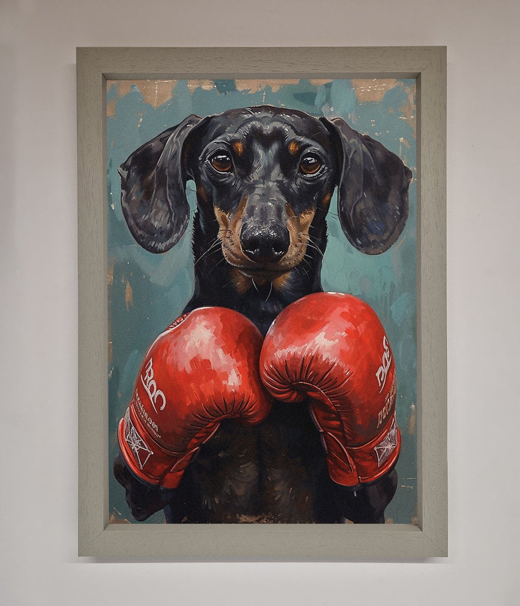 Sausage Dog Boxing Framed Print - Zestio