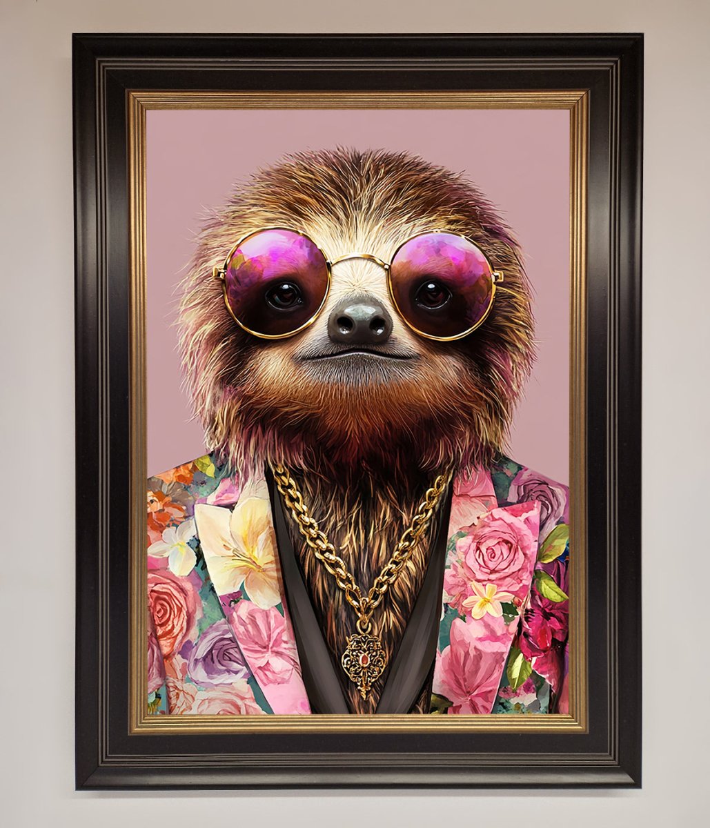 Sloth With Sunglasses Framed Poster - Zestio