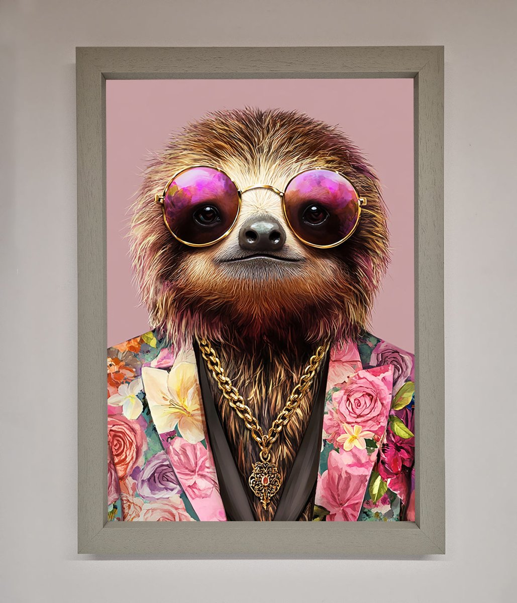 Sloth With Sunglasses Framed Poster - Zestio