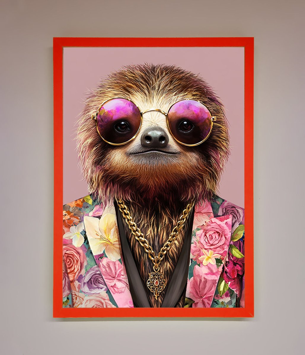 Sloth With Sunglasses Framed Poster - Zestio