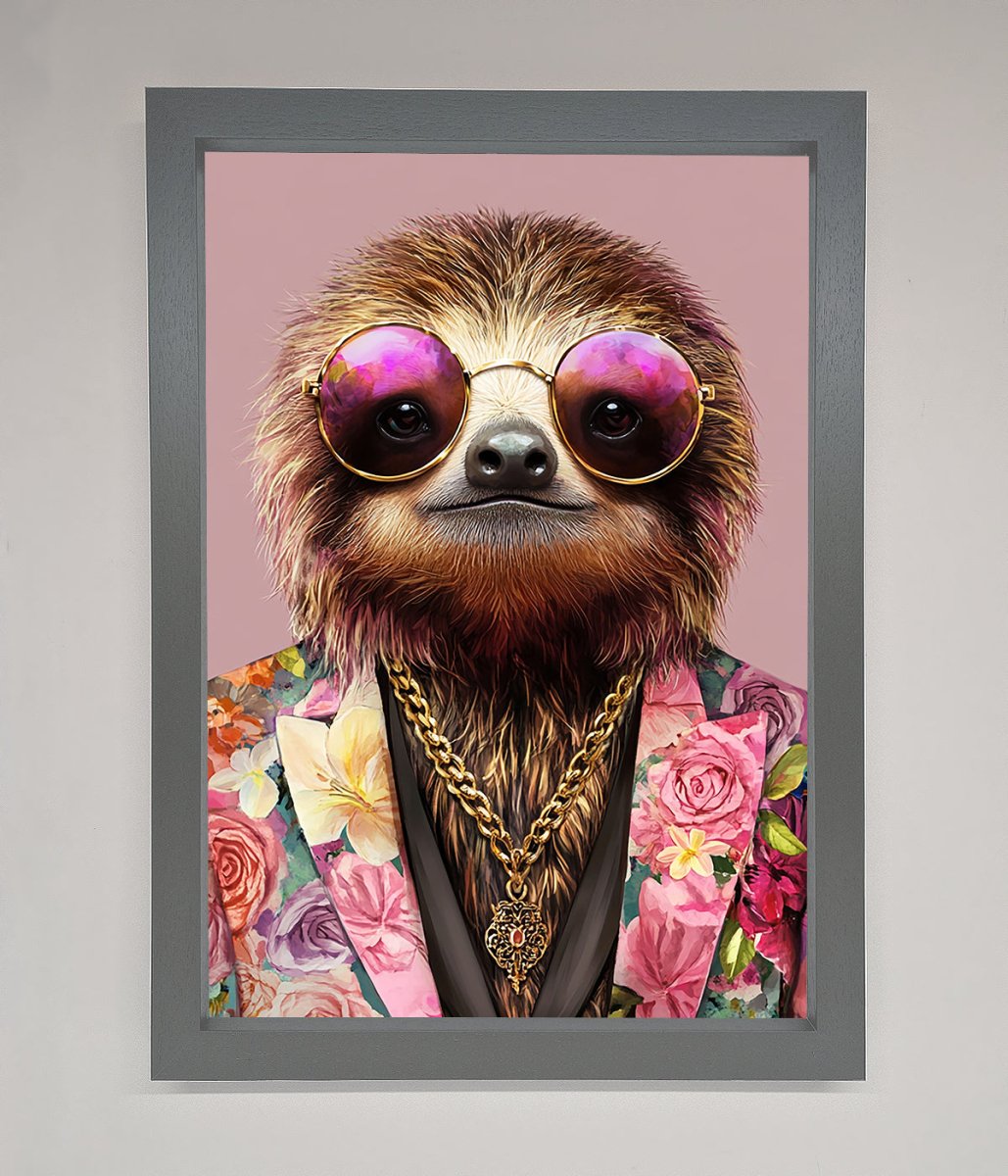 Sloth With Sunglasses Framed Poster - Zestio