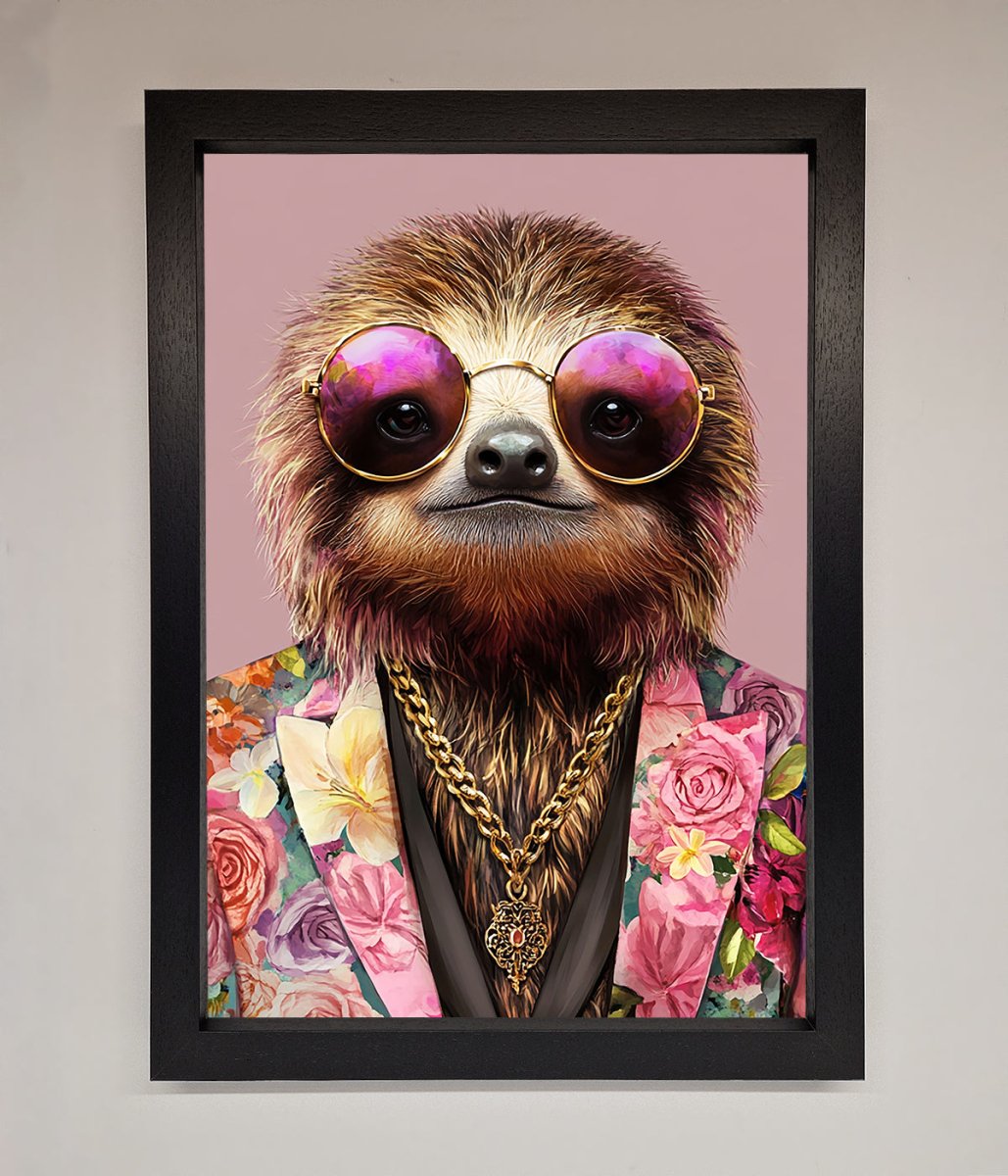 Sloth With Sunglasses Framed Poster - Zestio