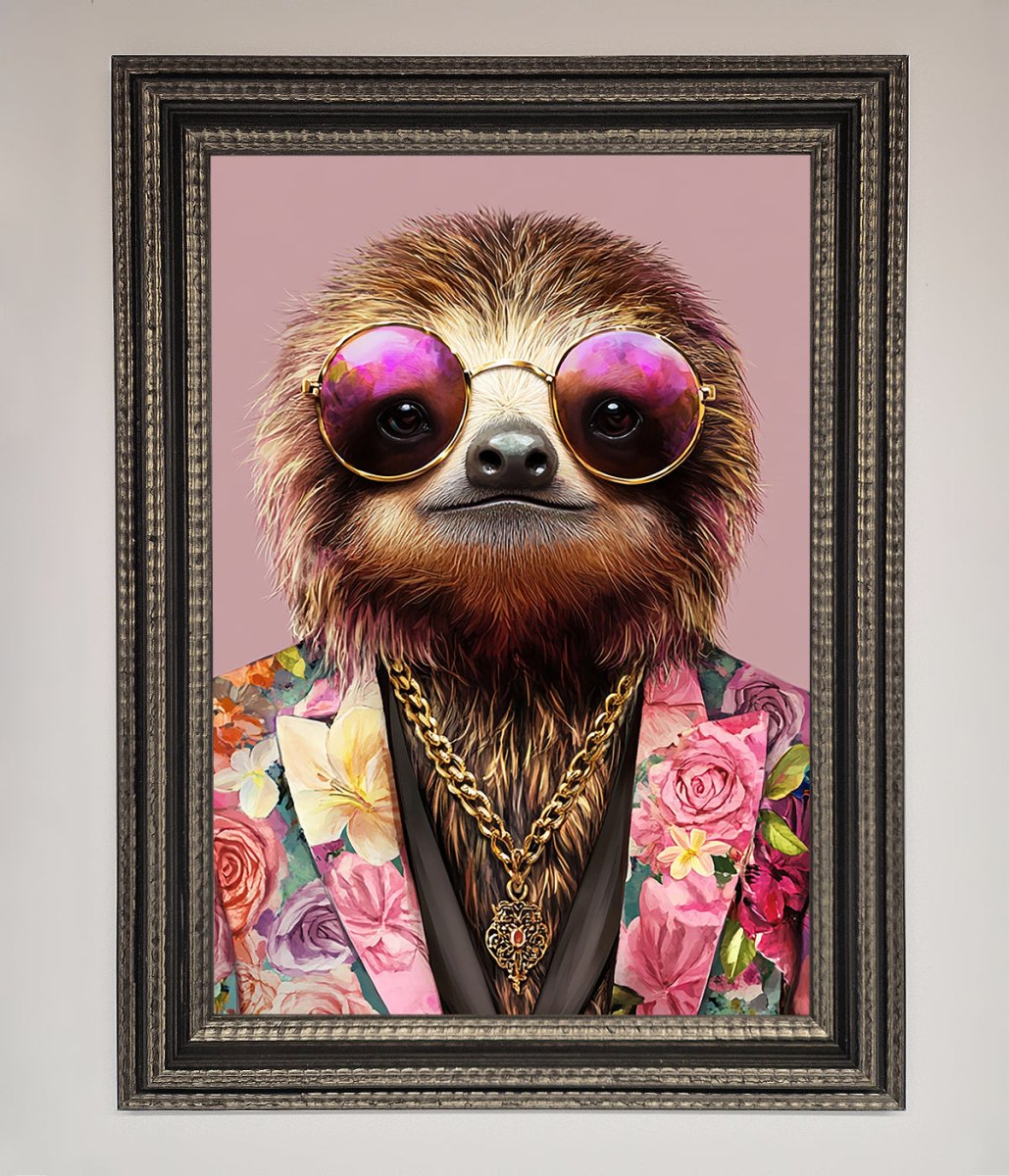 Sloth With Sunglasses Framed Poster - Zestio