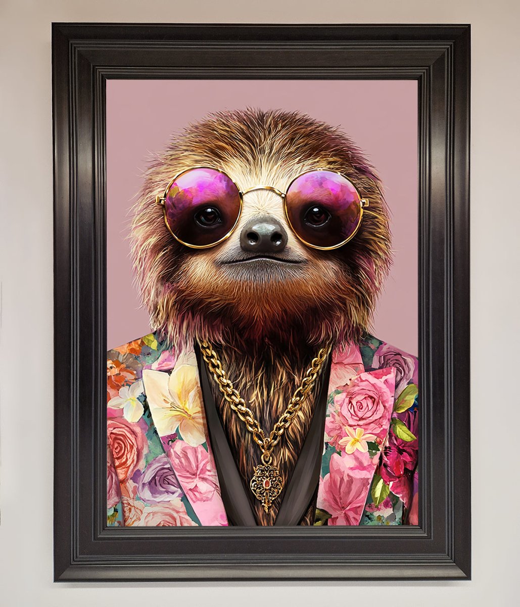 Sloth With Sunglasses Framed Poster - Zestio