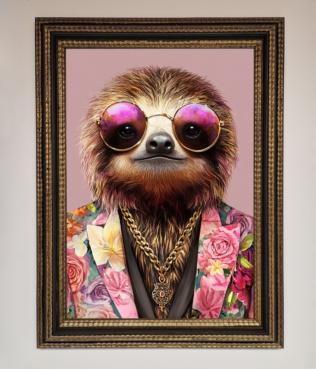 Sloth With Sunglasses Framed Poster - Zestio