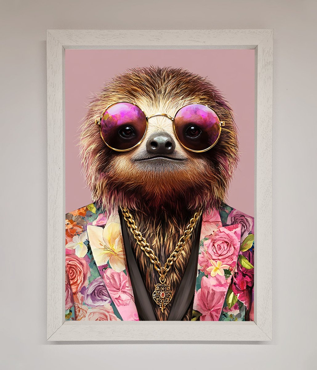 Sloth With Sunglasses Framed Poster - Zestio