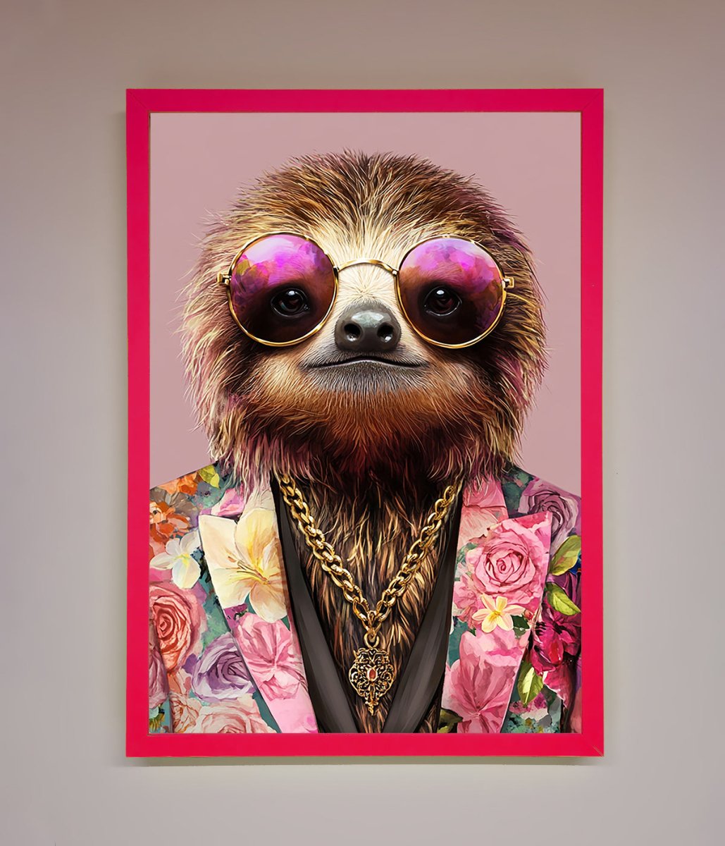 Sloth With Sunglasses Framed Poster - Zestio