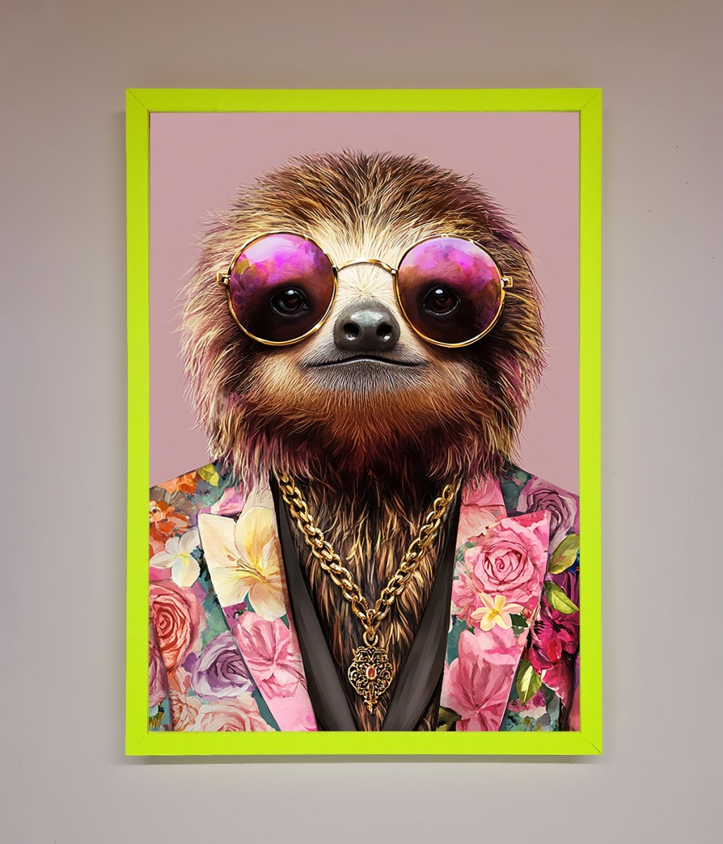 Sloth With Sunglasses Framed Poster - Zestio