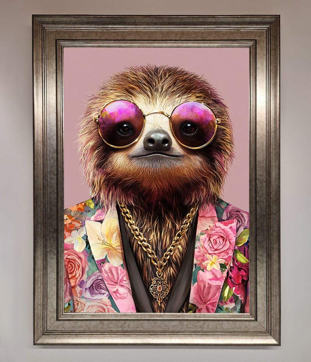 Sloth With Sunglasses Framed Poster - Zestio