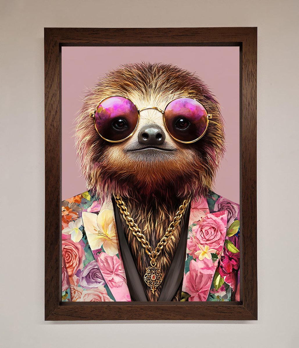 Sloth With Sunglasses Framed Poster - Zestio