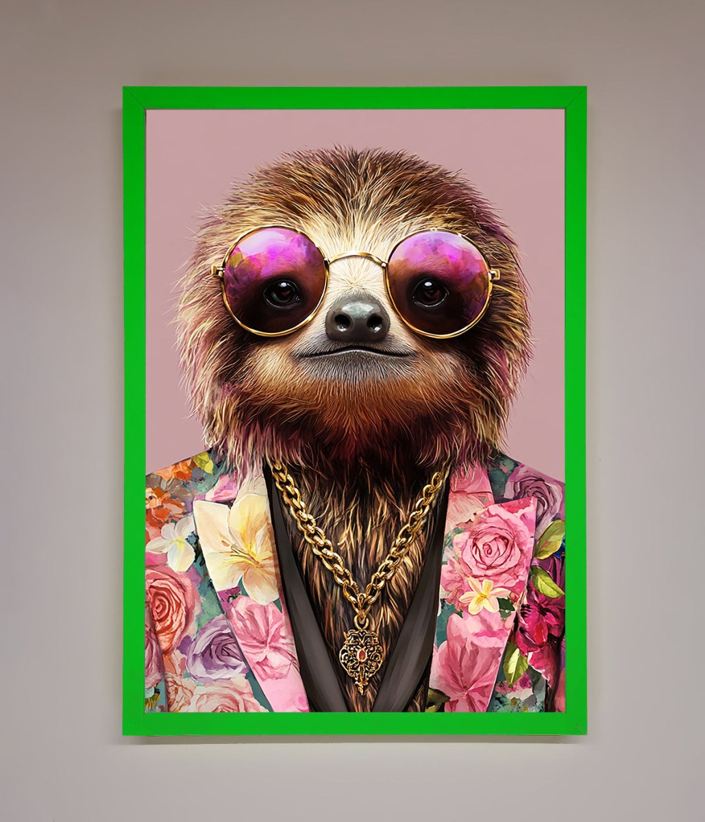 Sloth With Sunglasses Framed Poster - Zestio