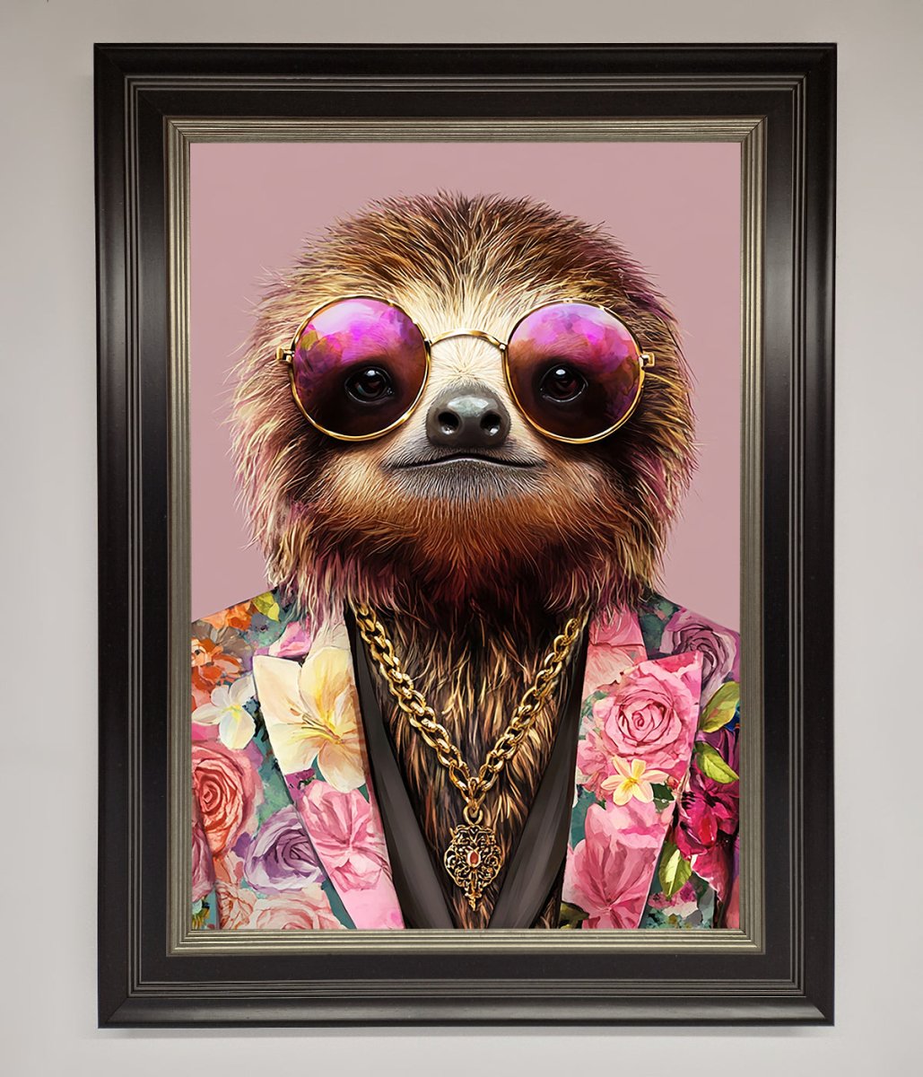 Sloth With Sunglasses Framed Poster - Zestio