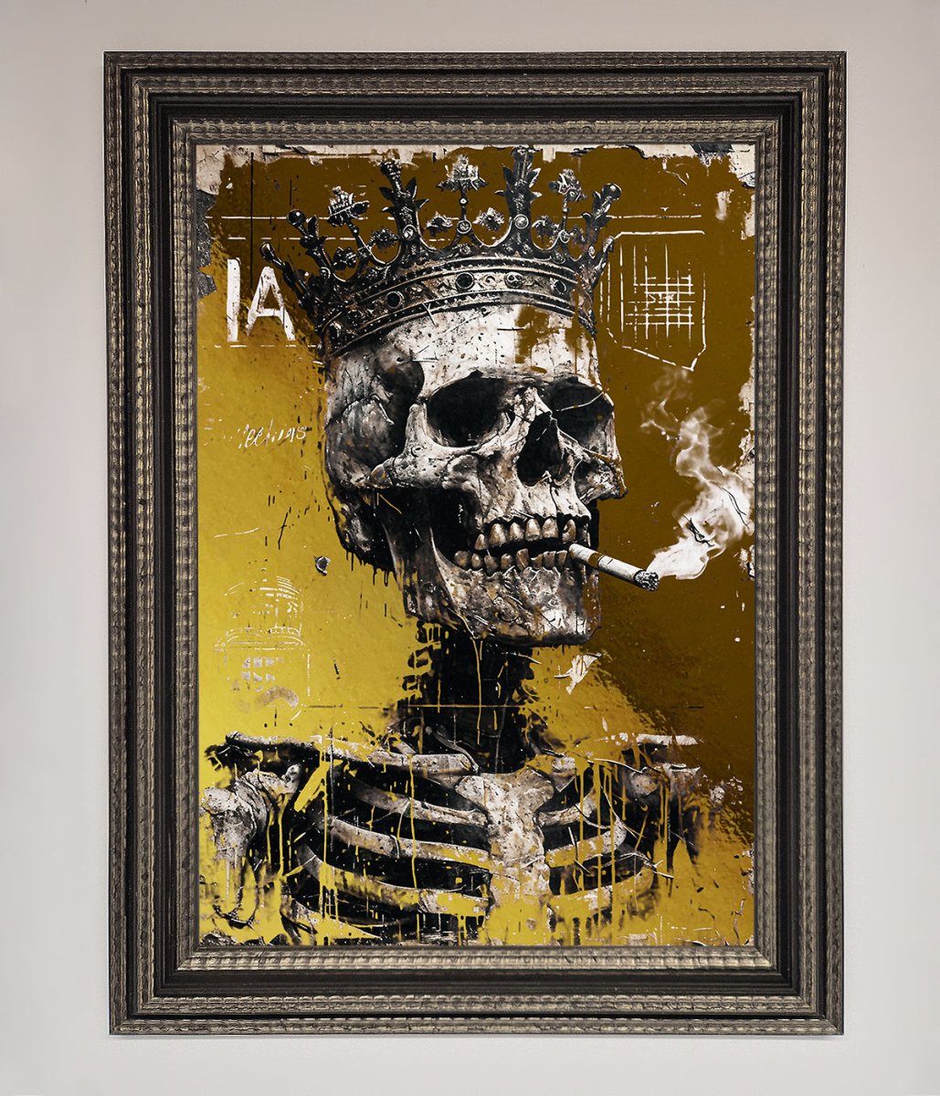 Smoking King Skull Foil Print - Zestio