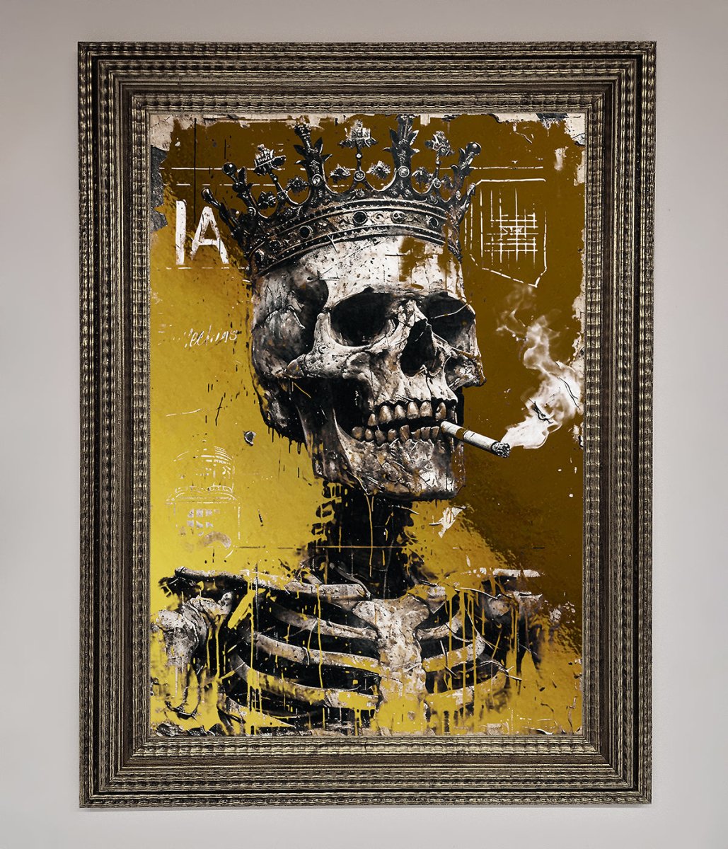 Smoking King Skull Foil Print - Zestio