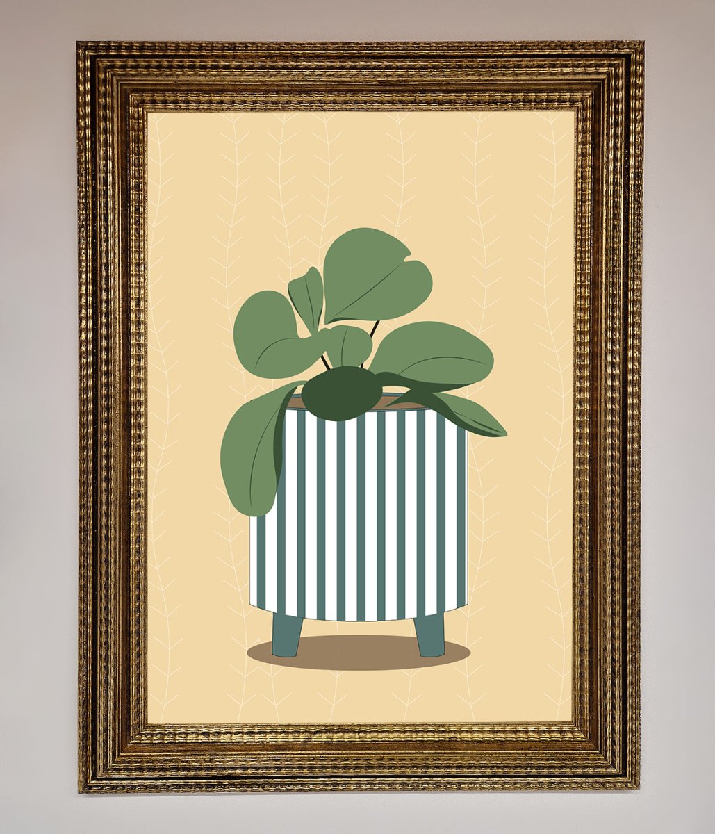 Striped Potted Plant Framed Wall Art - Zestio