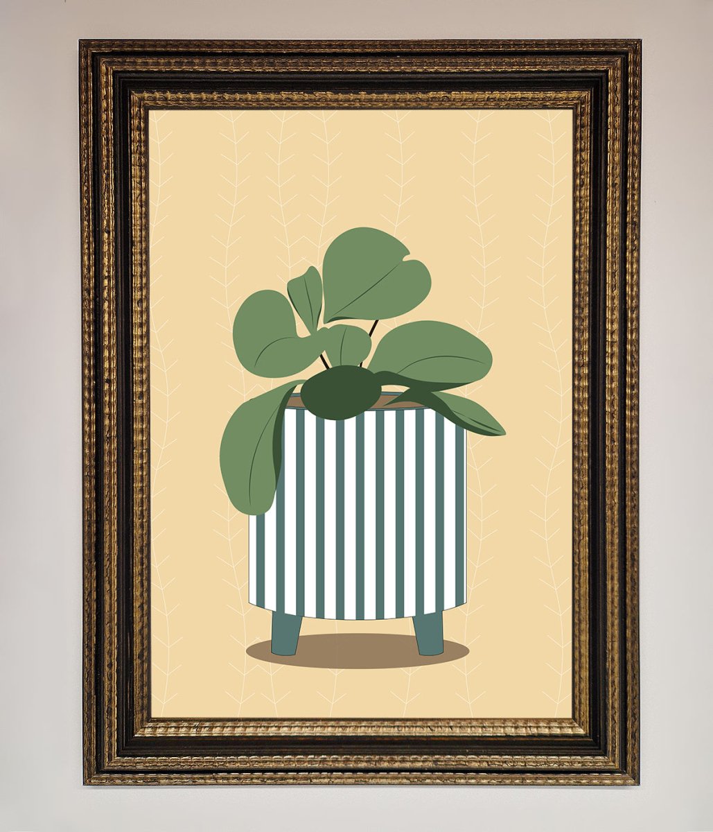 Striped Potted Plant Framed Wall Art - Zestio