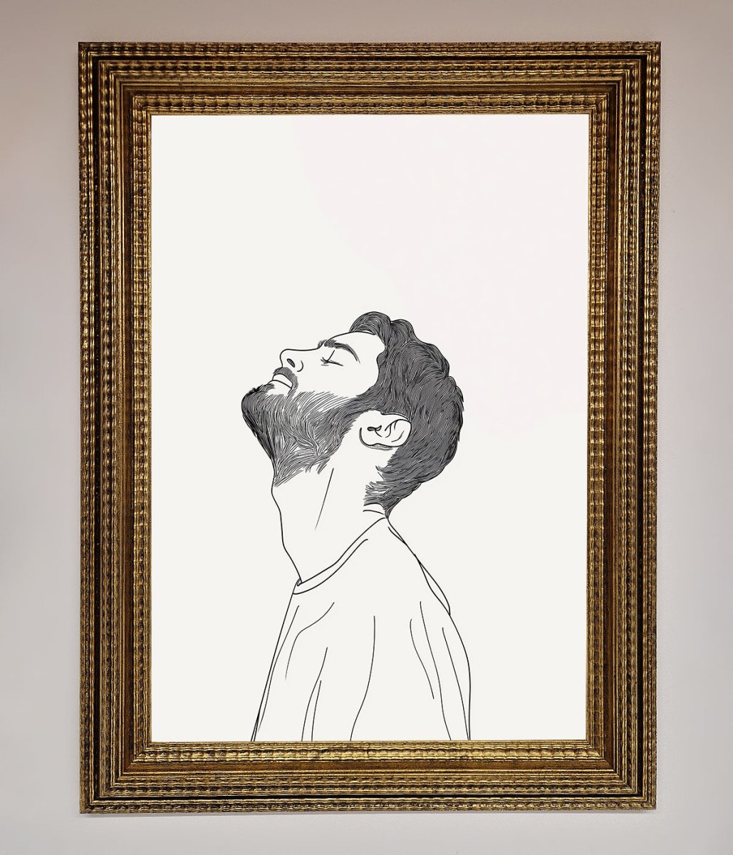 The Man In The Morning Line Art Framed Print - Zestio