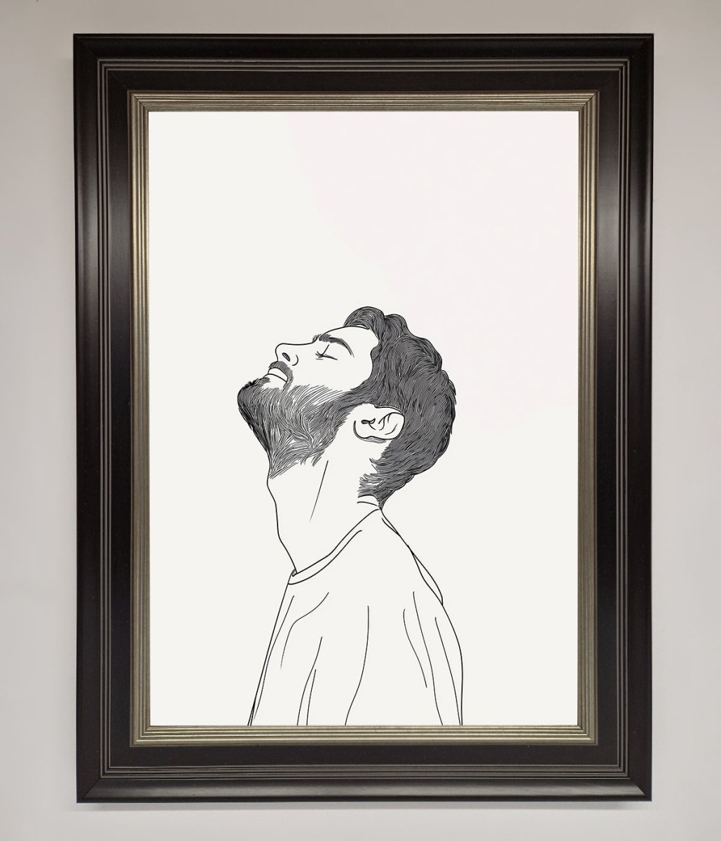 The Man In The Morning Line Art Framed Print - Zestio