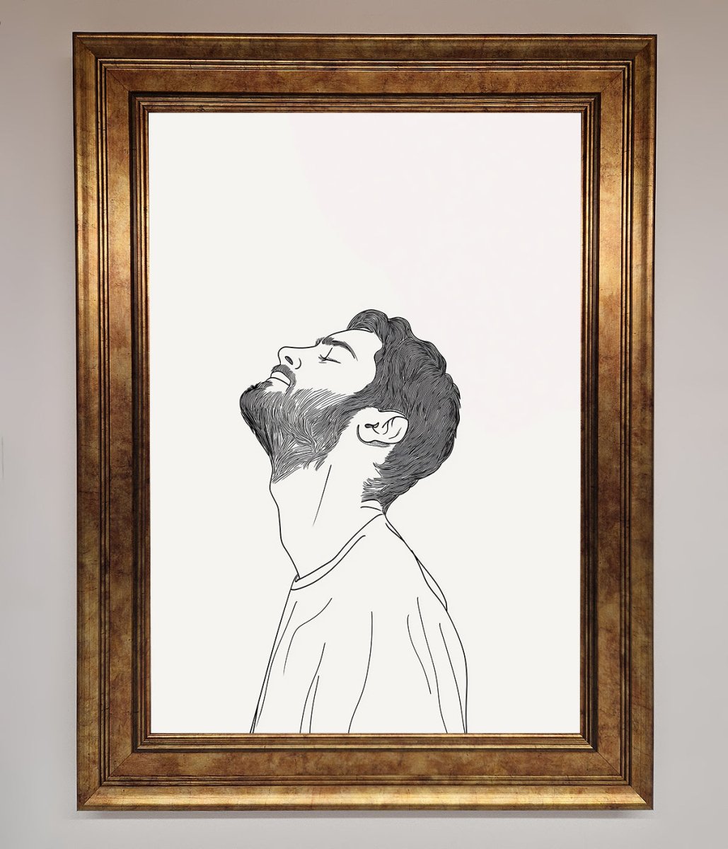 The Man In The Morning Line Art Framed Print - Zestio