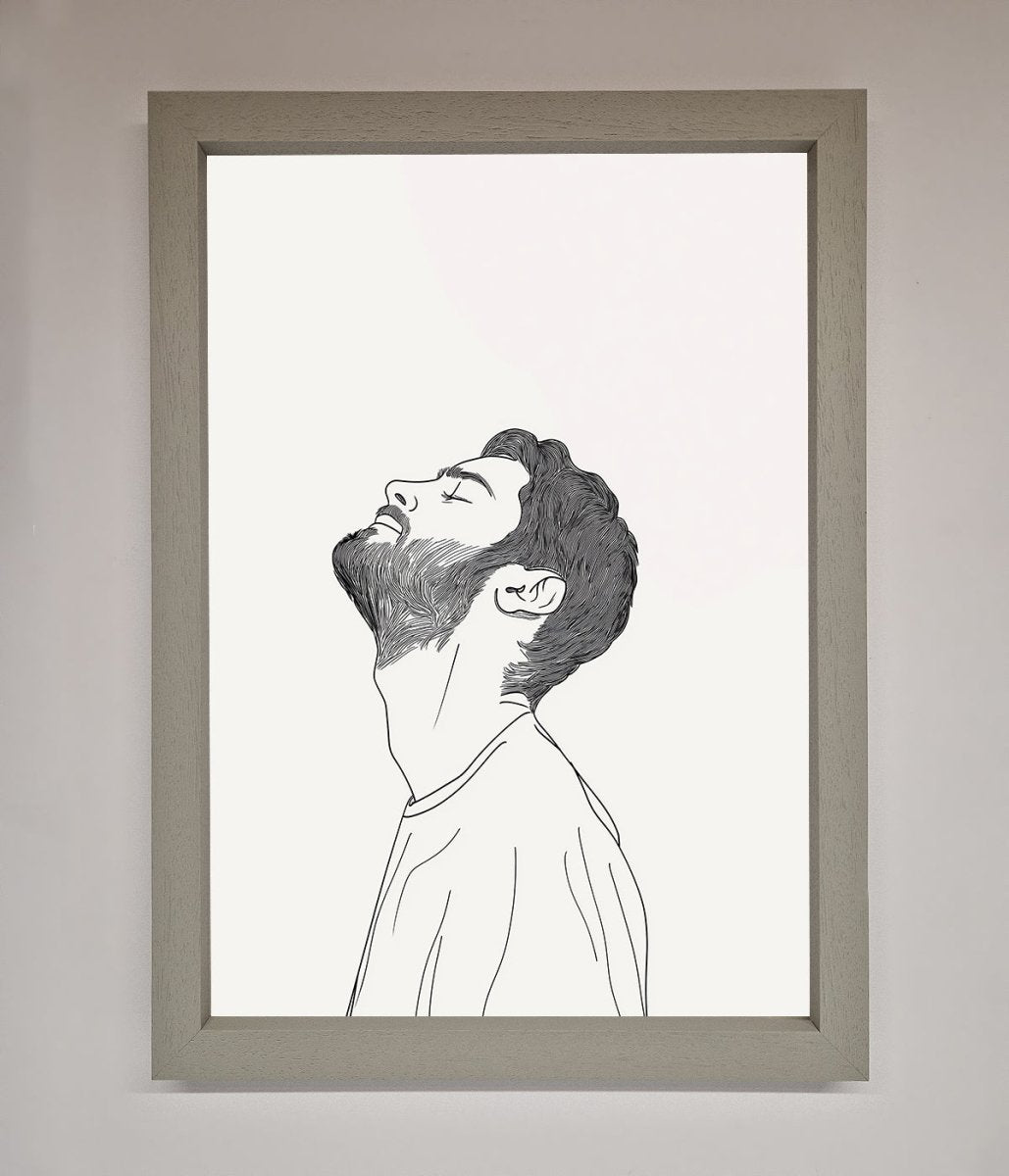The Man In The Morning Line Art Framed Print - Zestio