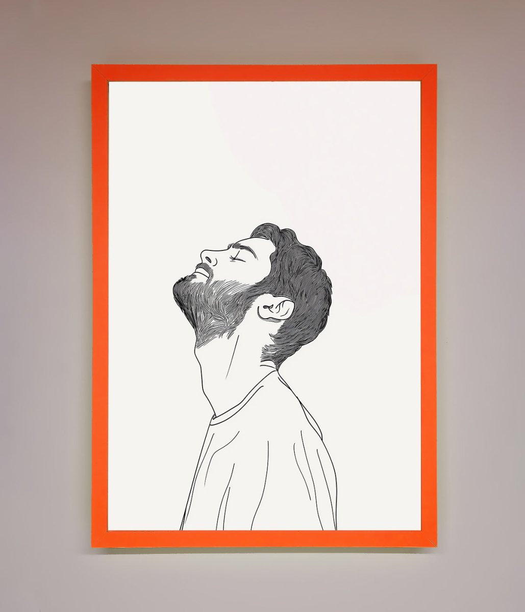 The Man In The Morning Line Art Framed Print - Zestio