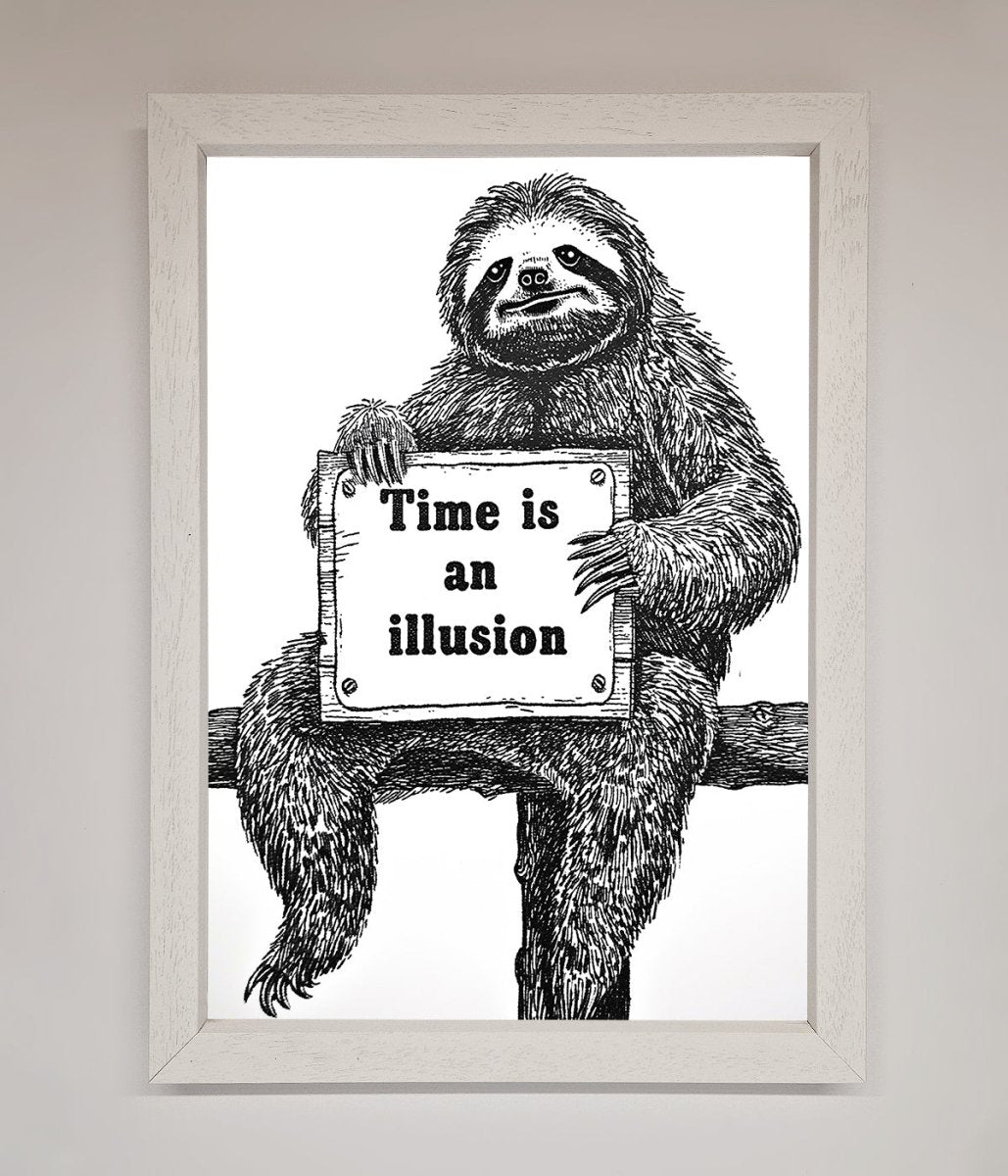 Time Is An Illusion Sloth Black Framed Poster - Zestio