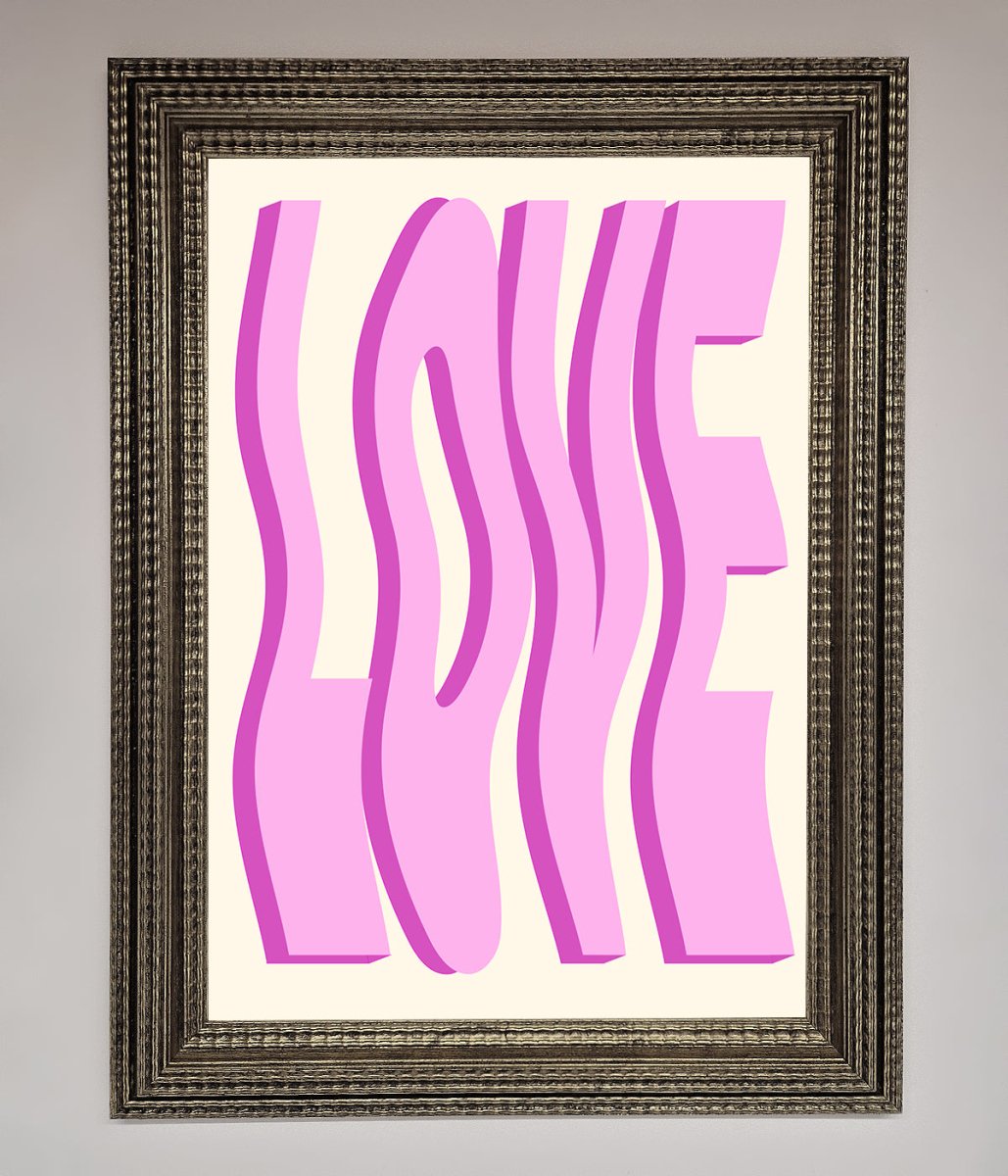 Wavy Love Pink Framed Poster - Zestio