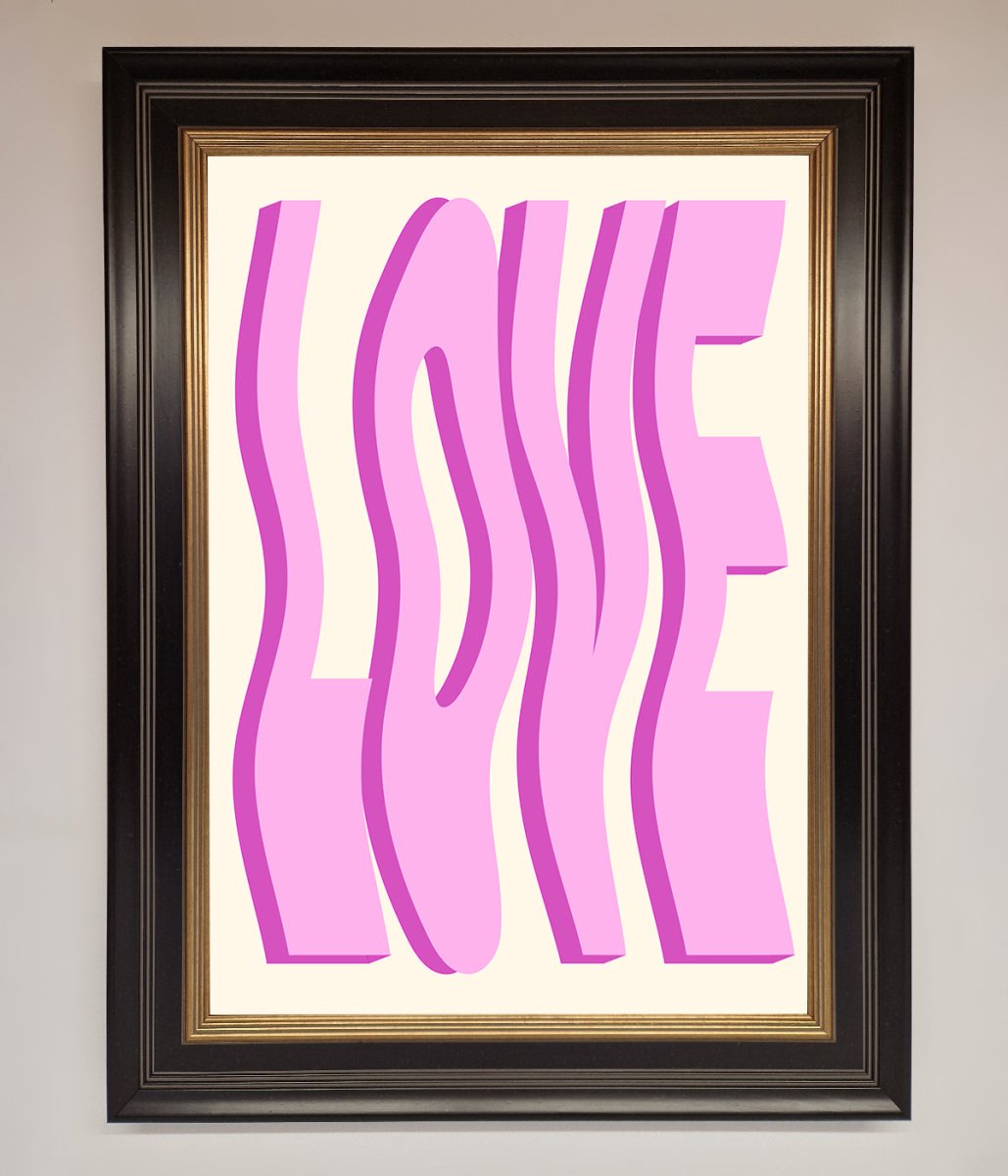 Wavy Love Pink Framed Poster - Zestio