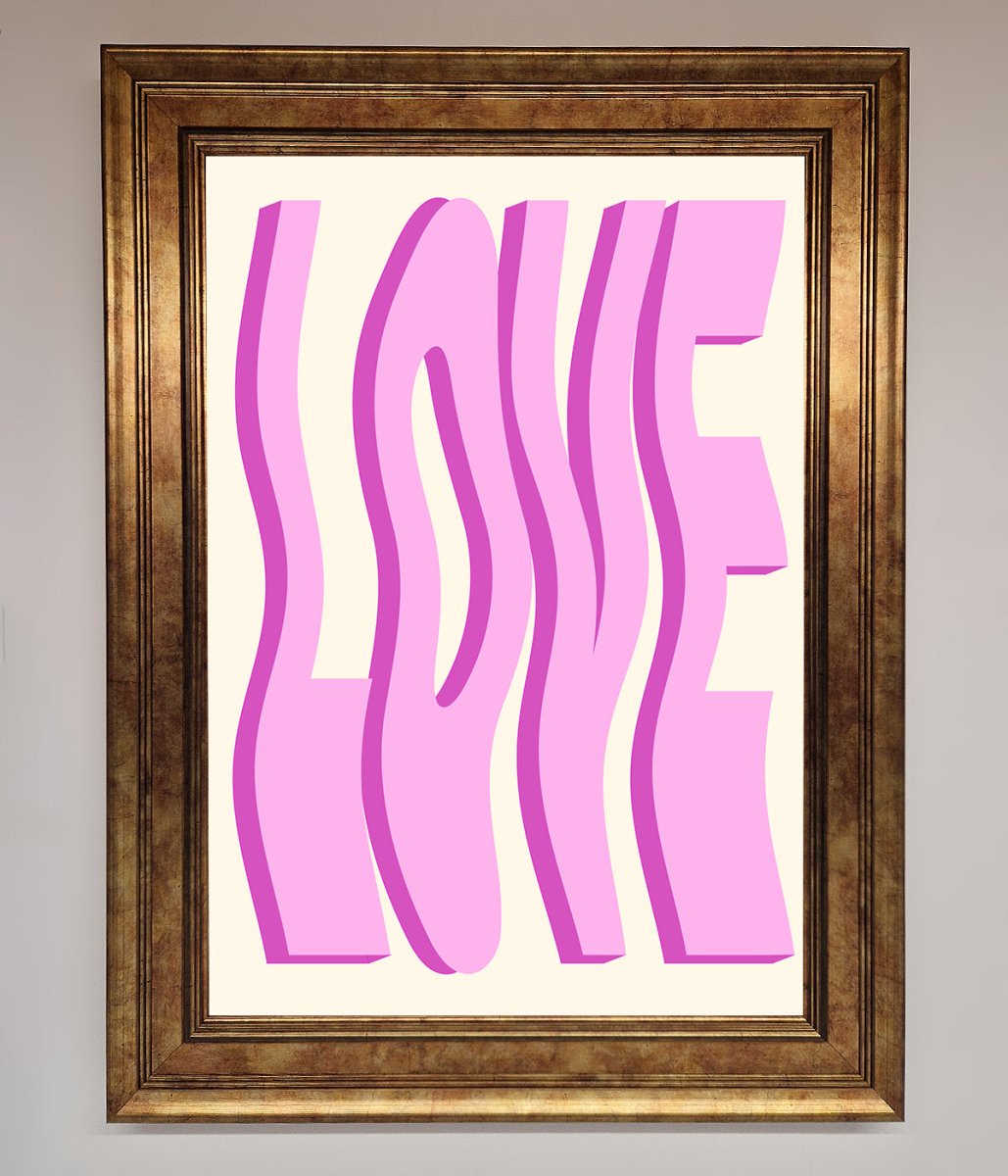 Wavy Love Pink Framed Poster - Zestio