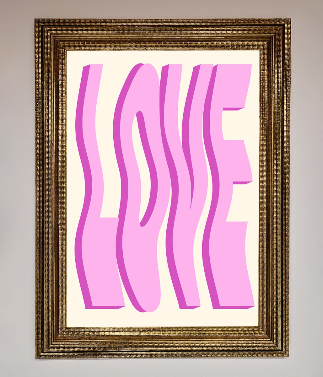 Wavy Love Pink Framed Poster - Zestio