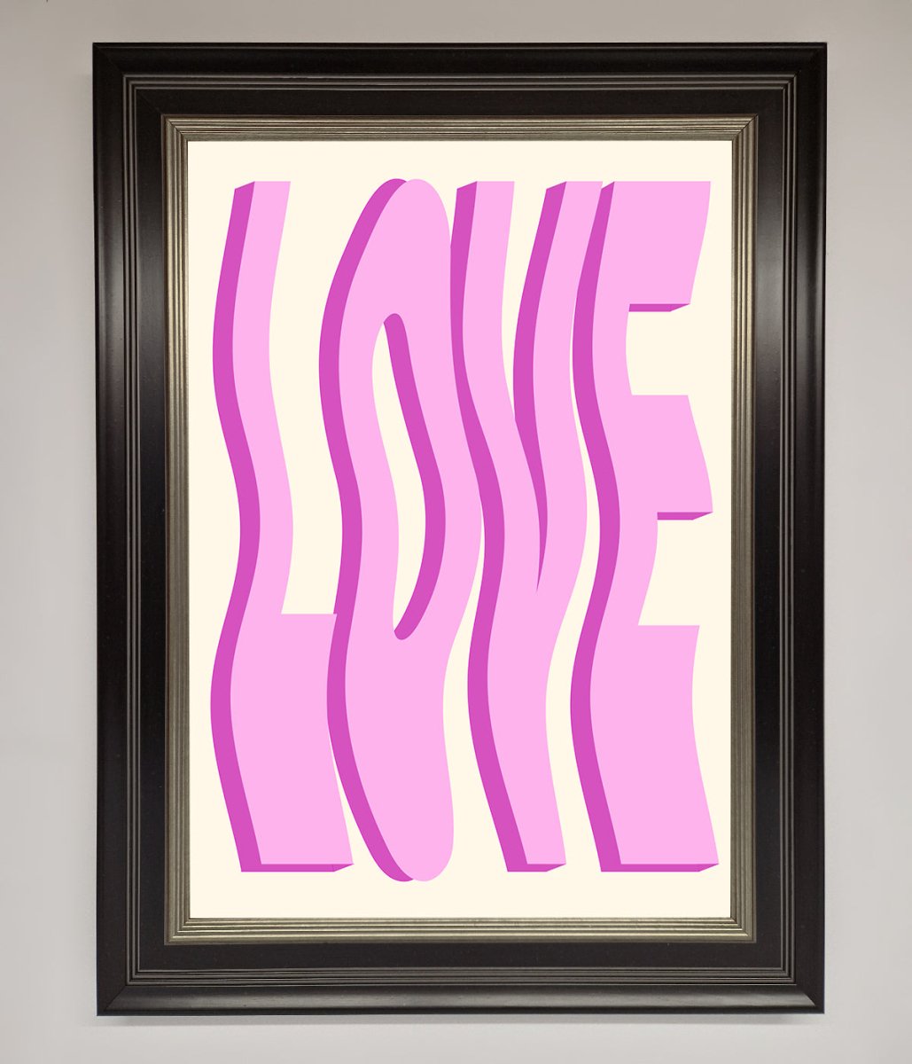 Wavy Love Pink Framed Poster - Zestio